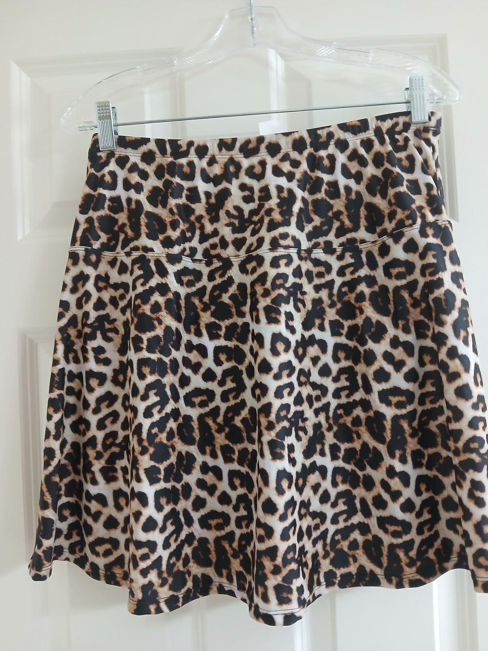 Leopard Print Skater Swim Circle Skirt - Black & Brown